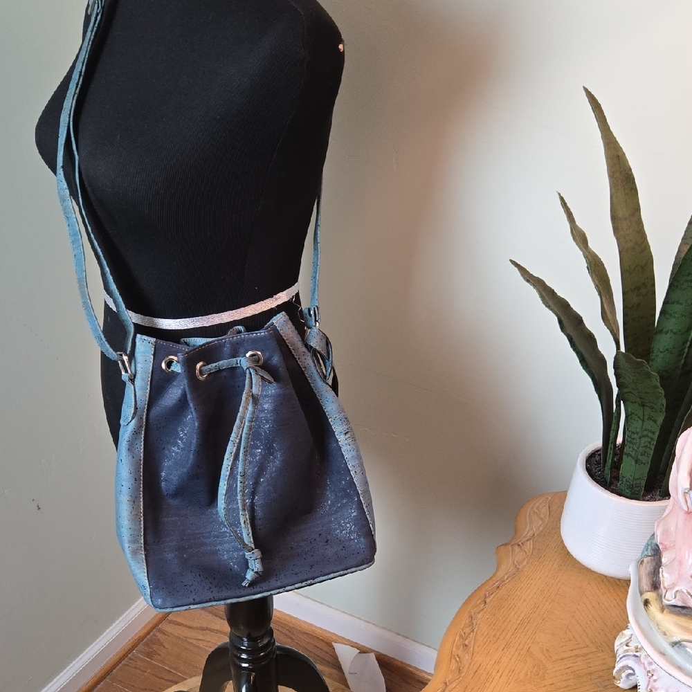 Artelusa Cork Blue Bucket Bag
